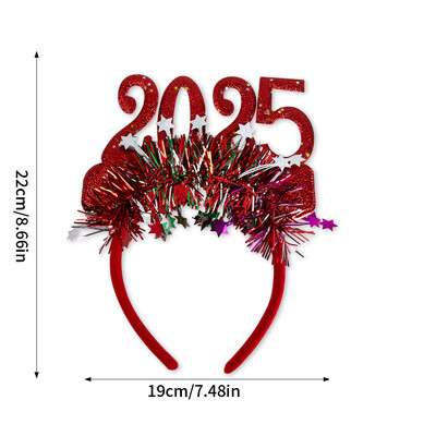 Laimingų Naujųjų Metų puošmena 2025 Blizgantis auksinis sidabras Žvaigždės blizgučiai galvos apdangalas Naujųjų metų vakarėlio fotorekvizitai Kalėdų Naujųjų metų vakarėlis