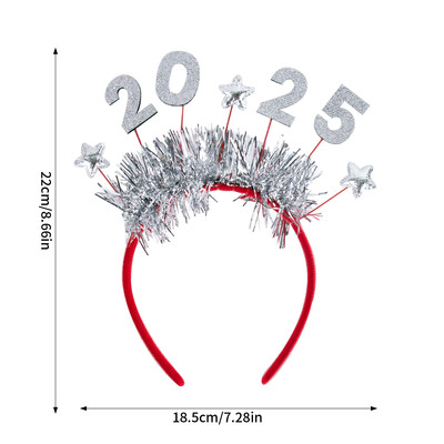 Laimingų Naujųjų Metų puošmena 2025 Blizgantis auksinis sidabras Žvaigždės blizgučiai galvos apdangalas Naujųjų metų vakarėlio fotorekvizitai Kalėdų Naujųjų metų vakarėlis
