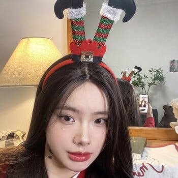 Коледни ленти за глава Xmas Head Topper Смешни крака на Дядо Коледа Шапки Коледно дърво Шапки Шапки за възрастни Деца Новогодишно парти Консумативи