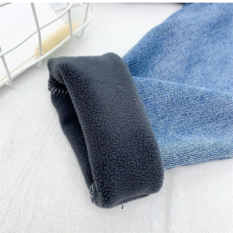 Gyermek nadrág Egyrészes polár farmer fiú plusz polár vastag hosszú nadrág fiú őszi és téli sztreccs nadrág 1 2 3 4 5 6 7 8 Y