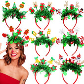Πρωτοχρονιά 2025 Αριθμός κεφαλόδεσμοι Χριστουγεννιάτικες διακοσμήσεις, πολύχρωμες κορδέλες κεφαλής, κορδέλες κεφαλής από άλκες και χιονάνθρωπος, διακοσμήσεις για χριστουγεννιάτικο πάρτι