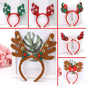 2023 ΝΕΑ Χριστουγεννιάτικα χριστουγεννιάτικα στεφάνια με στάμπα με καρό κόκκινο παπιγιόν με νήμα από γυαλί Χριστουγεννιάτικα διακοσμητικά με κορδέλα για το κεφάλι