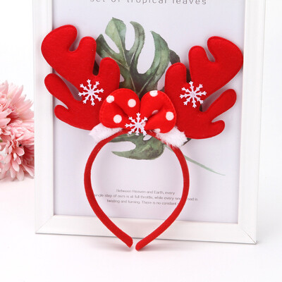 2023 ΝΕΑ Χριστουγεννιάτικα χριστουγεννιάτικα στεφάνια με στάμπα με καρό κόκκινο παπιγιόν με νήμα από γυαλί Χριστουγεννιάτικα διακοσμητικά με κορδέλα για το κεφάλι