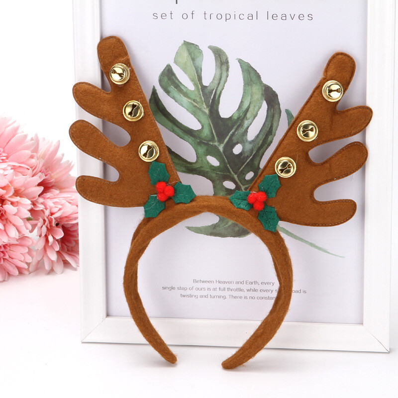 2023 ΝΕΑ Χριστουγεννιάτικα χριστουγεννιάτικα στεφάνια με στάμπα με καρό κόκκινο παπιγιόν με νήμα από γυαλί Χριστουγεννιάτικα διακοσμητικά με κορδέλα για το κεφάλι