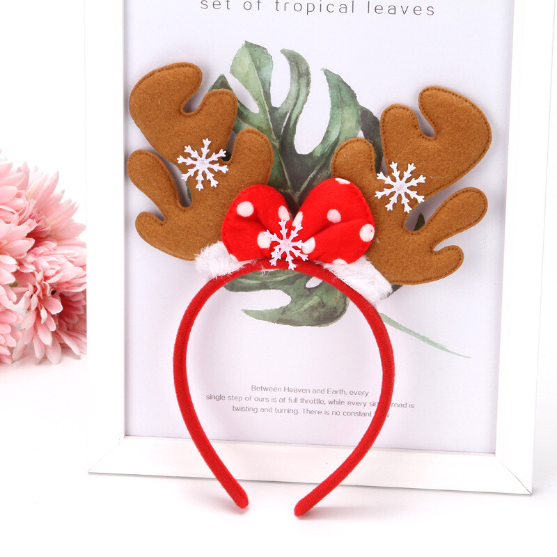 2023 ΝΕΑ Χριστουγεννιάτικα χριστουγεννιάτικα στεφάνια με στάμπα με καρό κόκκινο παπιγιόν με νήμα από γυαλί Χριστουγεννιάτικα διακοσμητικά με κορδέλα για το κεφάλι