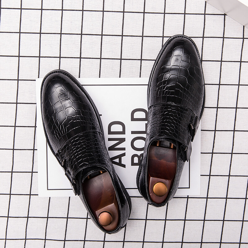 Férfi kézzel készített kényelmes divattrend Klasszikus divat üzleti PU barna retro cipők alacsony sarkú alkalmi férfi ruha cipők