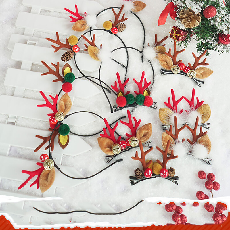 Naujųjų metų Kalėdų galvos apdangalas Plaukų segtukas Plaukų lankelis Vaikams Suaugusiems Merginoms Vaikų Galvos juostos Plaukų Priedai Briedžio sniego senio Cosplay galvos apdangalai