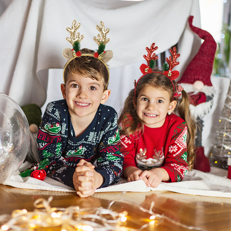 Karácsonyi fejpántok rénszarvas agancs szarv virág hajpánt fejfedő gyerekeknek felnőtt Navidad újévi karácsonyi parti dekorációs kellékek