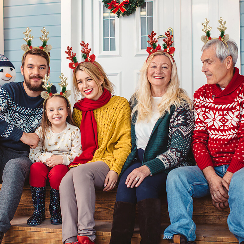Karácsonyi fejpántok rénszarvas agancs szarv virág hajpánt fejfedő gyerekeknek felnőtt Navidad újévi karácsonyi parti dekorációs kellékek