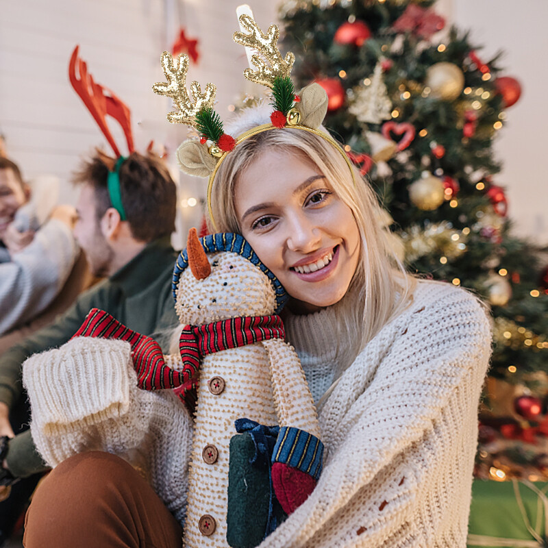 Karácsonyi fejpántok rénszarvas agancs szarv virág hajpánt fejfedő gyerekeknek felnőtt Navidad újévi karácsonyi parti dekorációs kellékek
