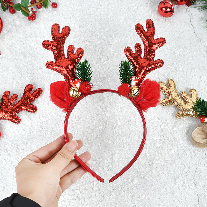Karácsonyi fejpántok rénszarvas agancs szarv virág hajpánt fejfedő gyerekeknek felnőtt Navidad újévi karácsonyi parti dekorációs kellékek