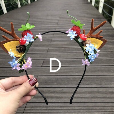 Újévi fejpánt Elk szarv fenyőtoboz karácsonyi fejpánt Női ünnepi haj kiegészítők Aranyos macskafülű fejfedők