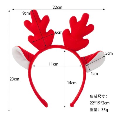 Ziemassvētku galvassega Brieža raga galvassega Aļņa galvas saite Priecīgus Ziemassvētkus saģērbt Flaneļa aļņa ausu raga galvas saite Jaungada matu lente