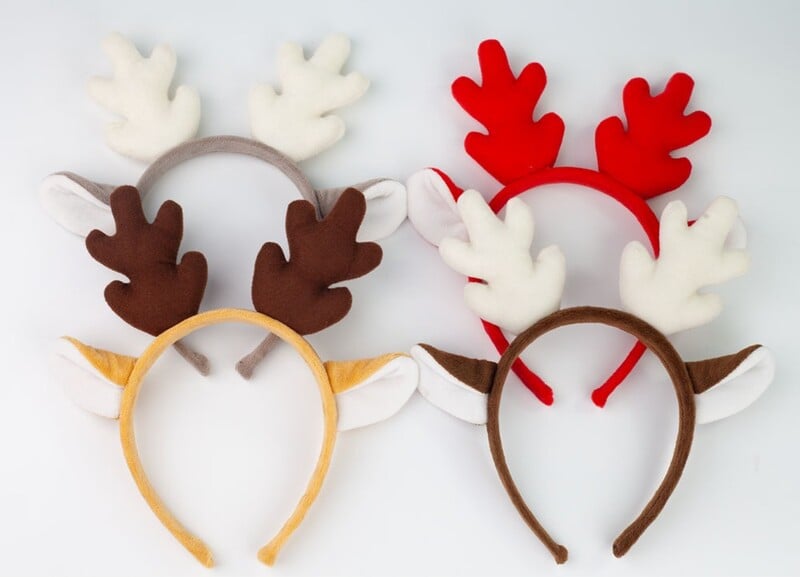 Ziemassvētku galvassega Brieža raga galvassega Aļņa galvas saite Priecīgus Ziemassvētkus saģērbt Flaneļa aļņa ausu raga galvas saite Jaungada matu lente