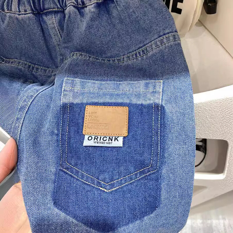 Új tavaszi őszi Diákok Fiúk Farmerek Elasztikus derékrugós Gyerek Fiú Farmernadrág Alkalmi Bő Kényelmes Gyerek Fiú Nadrág