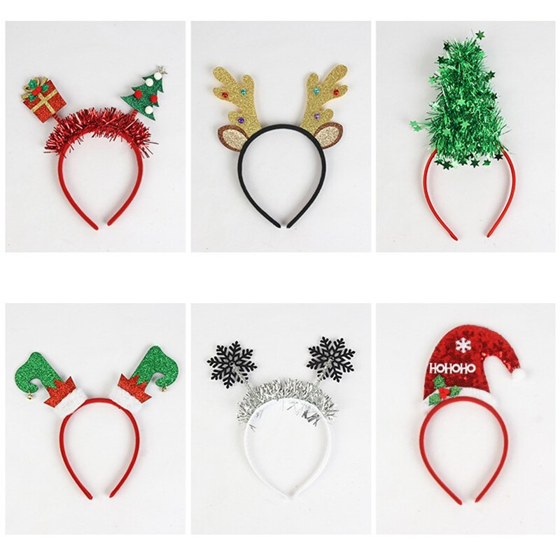 6 db 11x23 cm-es karácsonyi fejpántok Szövet karácsonyfa jávorszarvas agancsok aranyos haj barkácsolás kiegészítők parti kellékek újévi fotó kellékek