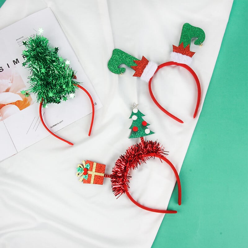 6 db 11x23 cm-es karácsonyi fejpántok Szövet karácsonyfa jávorszarvas agancsok aranyos haj barkácsolás kiegészítők parti kellékek újévi fotó kellékek