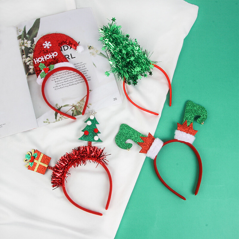 6 db 11x23 cm-es karácsonyi fejpántok Szövet karácsonyfa jávorszarvas agancsok aranyos haj barkácsolás kiegészítők parti kellékek újévi fotó kellékek