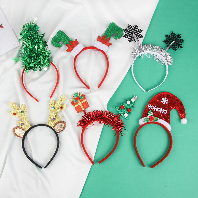 6 db 11x23 cm-es karácsonyi fejpántok Szövet karácsonyfa jávorszarvas agancsok aranyos haj barkácsolás kiegészítők parti kellékek újévi fotó kellékek