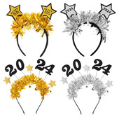 Naujųjų metų galvos apdangalai Blizgučiai auksiniai sidabriniai blizgučiai plaukų juostos moterims mergaitėms plaukų lankelis Naujųjų metų išvakarės Kalėdų vakarėlio plaukų aksesuarai
