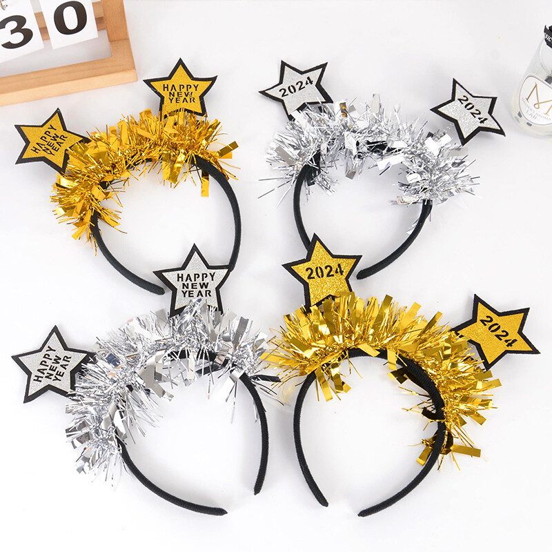 Naujųjų metų galvos apdangalai Blizgučiai auksiniai sidabriniai blizgučiai plaukų juostos moterims mergaitėms plaukų lankelis Naujųjų metų išvakarės Kalėdų vakarėlio plaukų aksesuarai