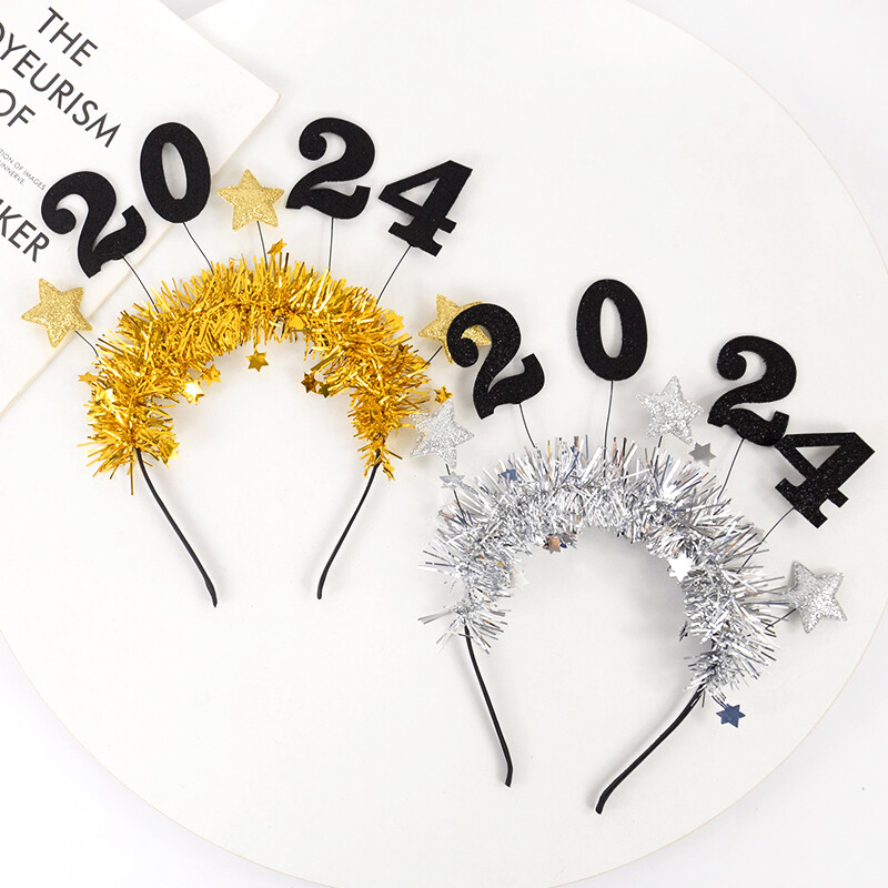 Naujųjų metų galvos apdangalai Blizgučiai auksiniai sidabriniai blizgučiai plaukų juostos moterims mergaitėms plaukų lankelis Naujųjų metų išvakarės Kalėdų vakarėlio plaukų aksesuarai