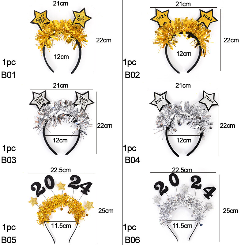 Naujųjų metų galvos apdangalai Blizgučiai auksiniai sidabriniai blizgučiai plaukų juostos moterims mergaitėms plaukų lankelis Naujųjų metų išvakarės Kalėdų vakarėlio plaukų aksesuarai
