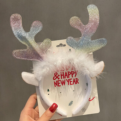 Aranyos rajzfilm karácsonyi fejpánt Puff szarvas fül nagy masni hajpánt Cosplay kellék bolyhos plüss gyerek fejfedő