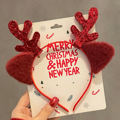 Aranyos rajzfilm karácsonyi fejpánt Puff szarvas fül nagy masni hajpánt Cosplay kellék bolyhos plüss gyerek fejfedő