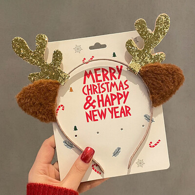 Aranyos rajzfilm karácsonyi fejpánt Puff szarvas fül nagy masni hajpánt Cosplay kellék bolyhos plüss gyerek fejfedő