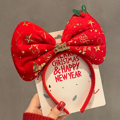 Aranyos rajzfilm karácsonyi fejpánt Puff szarvas fül nagy masni hajpánt Cosplay kellék bolyhos plüss gyerek fejfedő