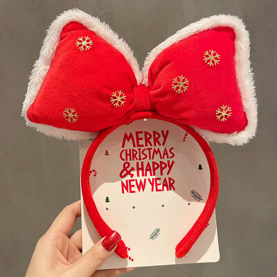 Aranyos rajzfilm karácsonyi fejpánt Puff szarvas fül nagy masni hajpánt Cosplay kellék bolyhos plüss gyerek fejfedő