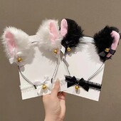 Αυτιά Cat Fox Ears Μαλακό βελούδινο κολιέ με καμπάνα με φιόγκο κολιέ Χριστουγεννιάτικο πάρτι Halloween Cosplay Prop Σετ κεφαλής 2 τμχ