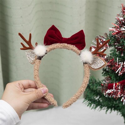 Bentite de Crăciun pentru femei, bentițe cu coarne, agrafe drăguțe, bentițe de Crăciun din corn de cerb