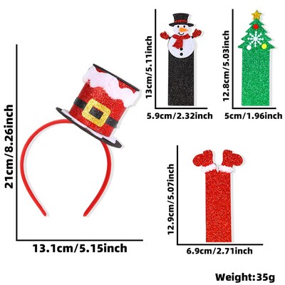 Galvas lentes Ziemassvētkiem Mīksta Sarkana Zaļa Sudraba Elastīga Ziemassvētku Galvassega Ērtas Klasiskas Ziemassvētku Dekorācijas Bērniem