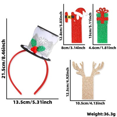 Galvas lentes Ziemassvētkiem Mīksta Sarkana Zaļa Sudraba Elastīga Ziemassvētku Galvassega Ērtas Klasiskas Ziemassvētku Dekorācijas Bērniem
