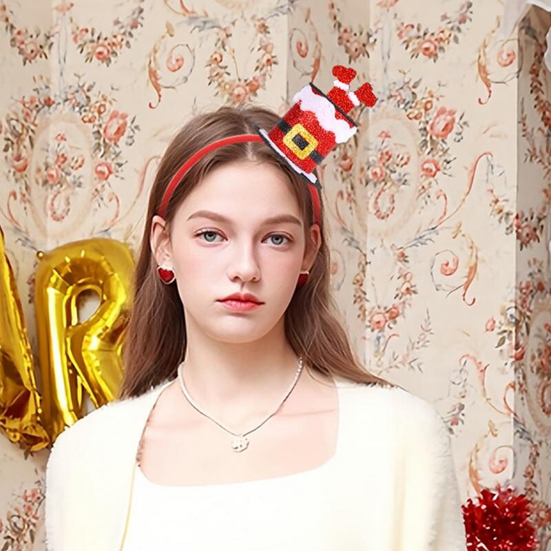 Galvas lentes Ziemassvētkiem Mīksta Sarkana Zaļa Sudraba Elastīga Ziemassvētku Galvassega Ērtas Klasiskas Ziemassvētku Dekorācijas Bērniem