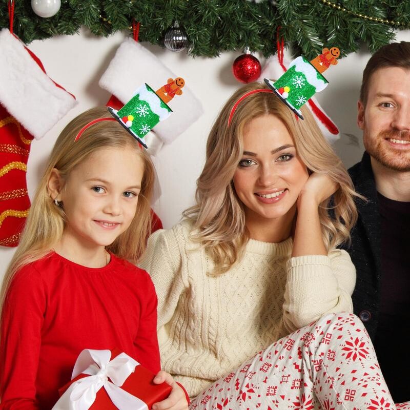 Galvas lentes Ziemassvētkiem Mīksta Sarkana Zaļa Sudraba Elastīga Ziemassvētku Galvassega Ērtas Klasiskas Ziemassvētku Dekorācijas Bērniem