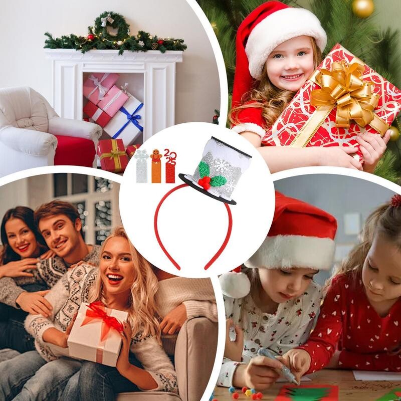 Galvas lentes Ziemassvētkiem Mīksta Sarkana Zaļa Sudraba Elastīga Ziemassvētku Galvassega Ērtas Klasiskas Ziemassvētku Dekorācijas Bērniem