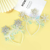 Bērnu baltas sniegpārslas formas vizulis dekoratīvs matu turētājs stīpa Ziemassvētku skatuves uzstāšanās kostīmu aksesuāri matu aksesuāri