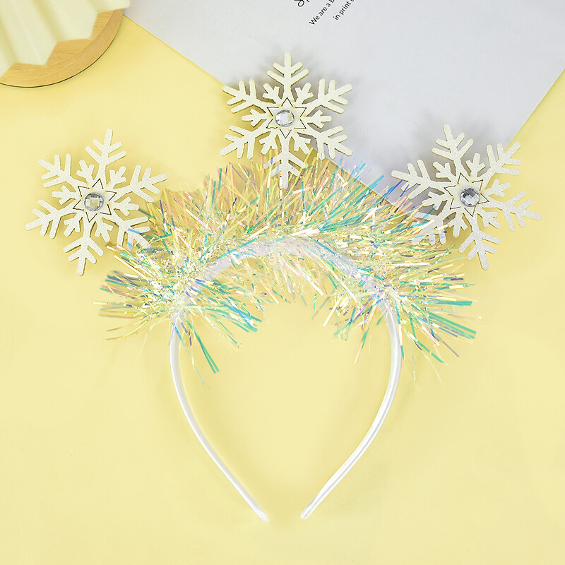 Bērnu baltas sniegpārslas formas vizulis dekoratīvs matu turētājs stīpa Ziemassvētku skatuves uzstāšanās kostīmu aksesuāri matu aksesuāri
