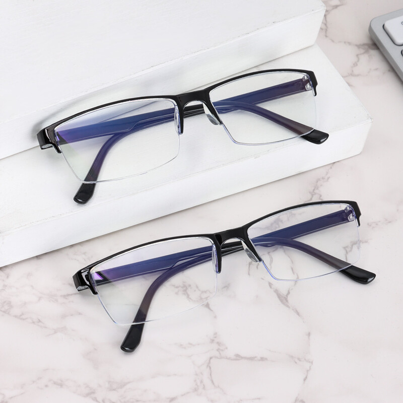 Anti-kék sugárzás olvasószemüvegek férfi női kiváló minőségű félkeretes dioptriás szemüvegek üzleti férfi presbyopiás szemüvegek +1,0-+4,0