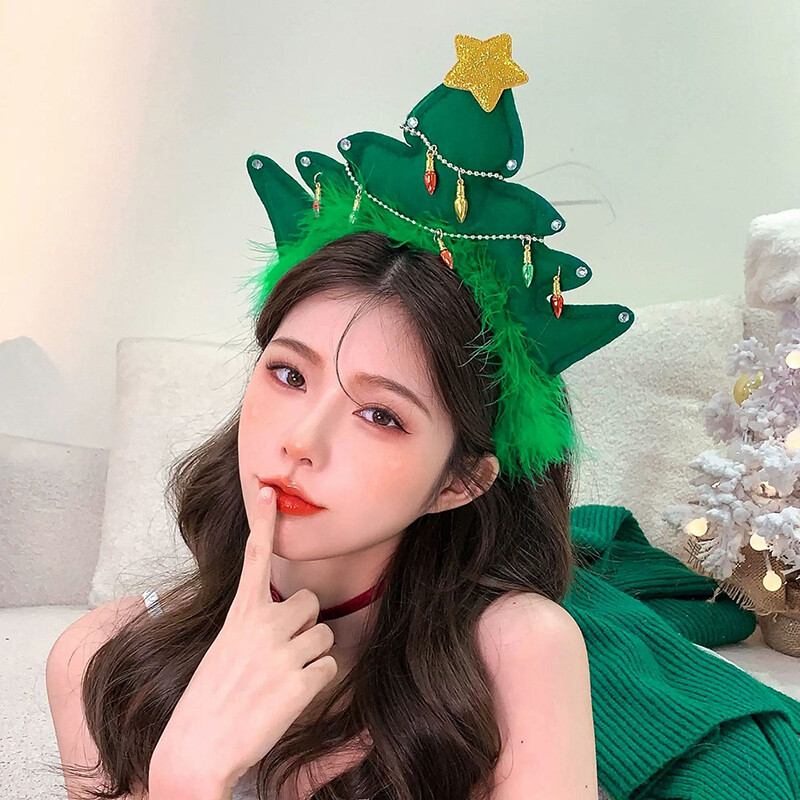 Ins Kalėdų eglutės skrybėlė Kūrybiški kalėdiniai galvos apdangalai mergaitėms Blizgesys Kalėdų galvos juosta vakarėlio kostiumas Naujųjų metų dekoro reikmenys