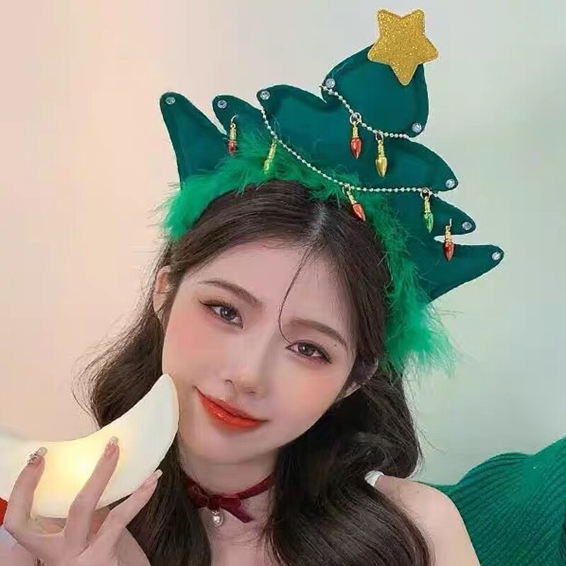 Ins Kalėdų eglutės skrybėlė Kūrybiški kalėdiniai galvos apdangalai mergaitėms Blizgesys Kalėdų galvos juosta vakarėlio kostiumas Naujųjų metų dekoro reikmenys