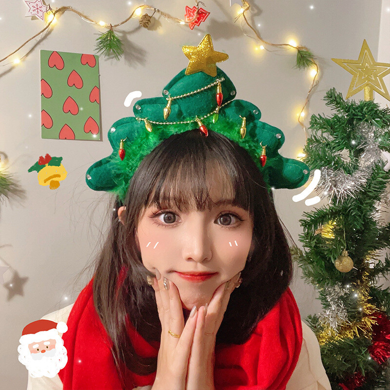 Ins Kalėdų eglutės skrybėlė Kūrybiški kalėdiniai galvos apdangalai mergaitėms Blizgesys Kalėdų galvos juosta vakarėlio kostiumas Naujųjų metų dekoro reikmenys