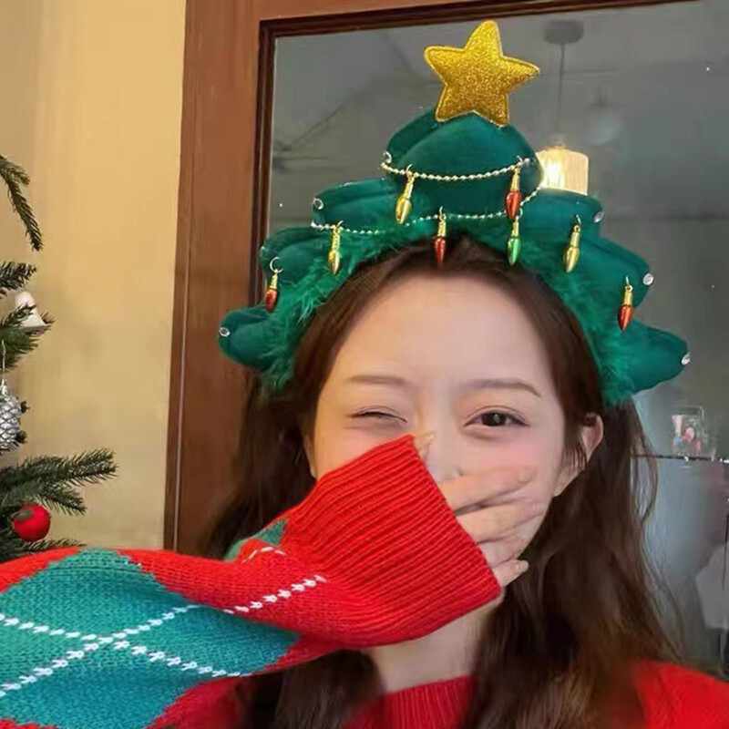 Ins Kalėdų eglutės skrybėlė Kūrybiški kalėdiniai galvos apdangalai mergaitėms Blizgesys Kalėdų galvos juosta vakarėlio kostiumas Naujųjų metų dekoro reikmenys