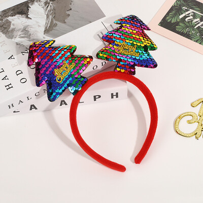 Ziemassvētku rotājumu galvas saite Ziemassvētku ballītes rekvizīti Galvas saite Bērnu dāvanu vizuļi Piecstaru zvaigžņu galvas saite