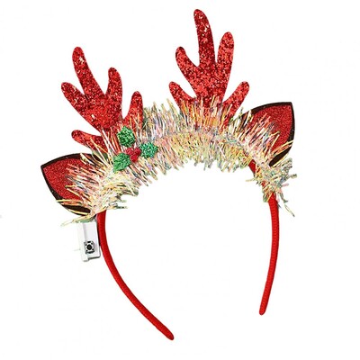 Svētku ballītes rekvizīti Kvēlojoša Ziemassvētku galvas saite Svētku Ziemassvētku eglīte Brieža raga formas matu lenta ballītes dekorācija Priecīga dāvana