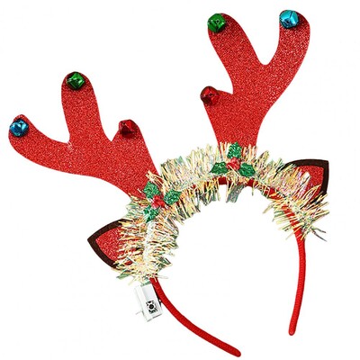 Svētku ballītes rekvizīti Kvēlojoša Ziemassvētku galvas saite Svētku Ziemassvētku eglīte Brieža raga formas matu lenta ballītes dekorācija Priecīga dāvana