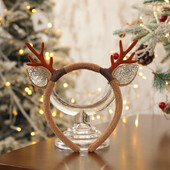 Ziemassvētku galvassega ziemeļbriežu ragi ragu ziedu matu lente ar aizdares galvassegas Jaunajam gadam bērniem pieaugušajiem Helovīna Cosplay briežu piederumi